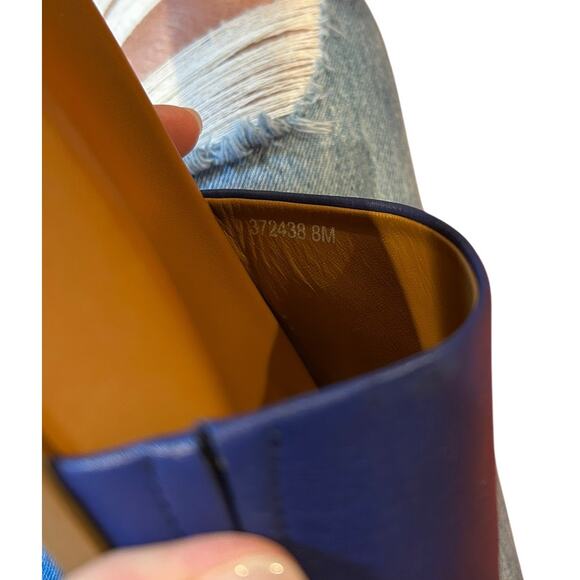 AQUATALIA Blue Pebbled Leather Slide Flat Slip On Sandals Women's Size 8 - Picture 8 of 9